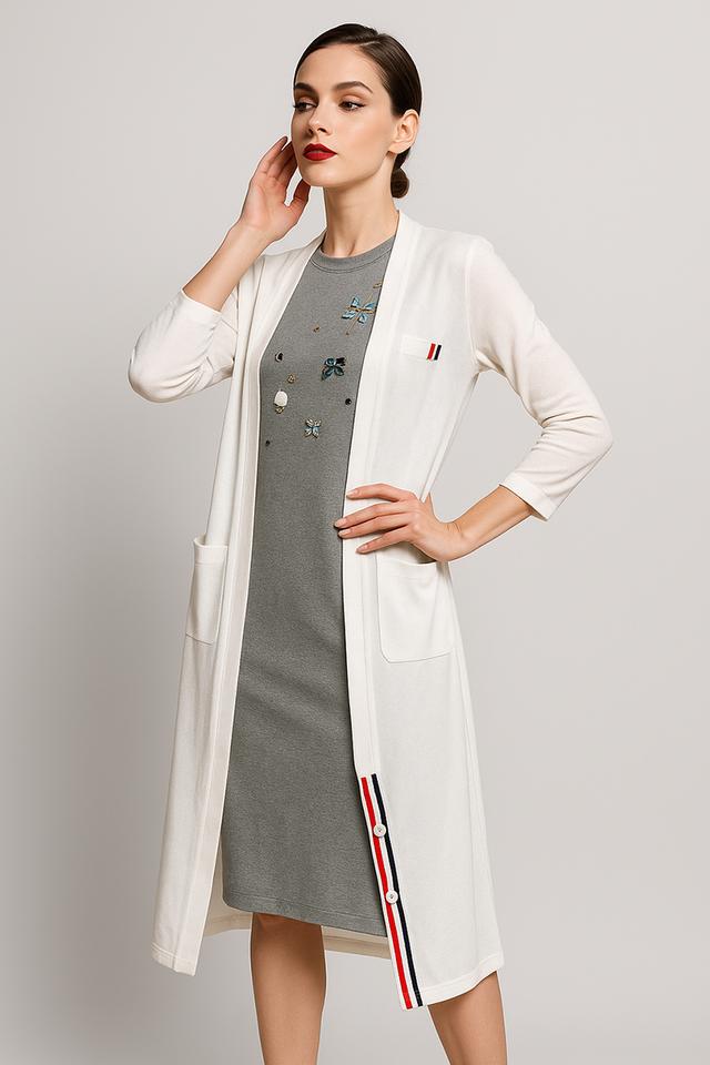 เสื้อคลุมคาร์ดิแกนตัวยาวผ้าตาข่าย สีขาว(Urban Light Long Cardigan)_@SP011