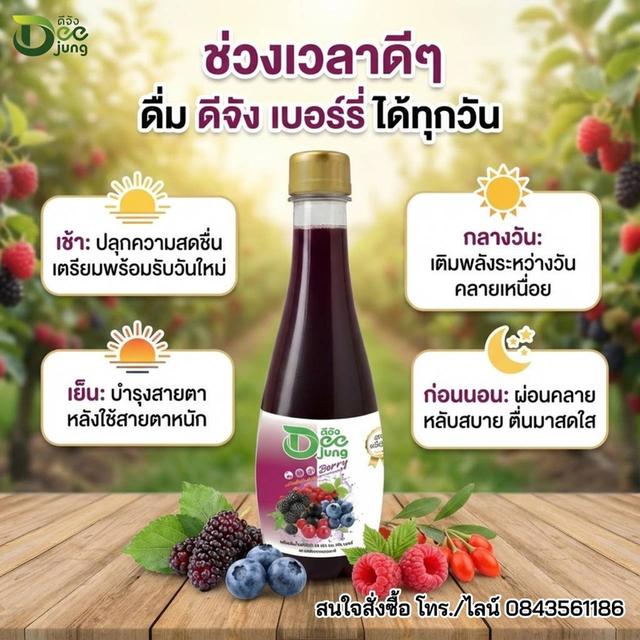 น้ำผลไม้รวม ดีจังเบอร์รี่ ไม่มีน้ำตาล รสหวานธรรมชาติจากผลไม้ ขนาด 350 cc บรรจุ 12 ขวด รูปที่ 5