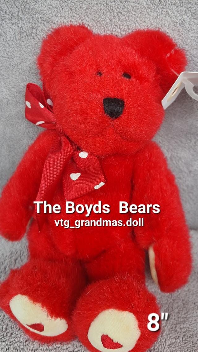 ตุ๊กตาหมีบอย The Boyds Bear Huggleby B Bearikind หมีสีแดงสด ขนาด 8นิ้ว