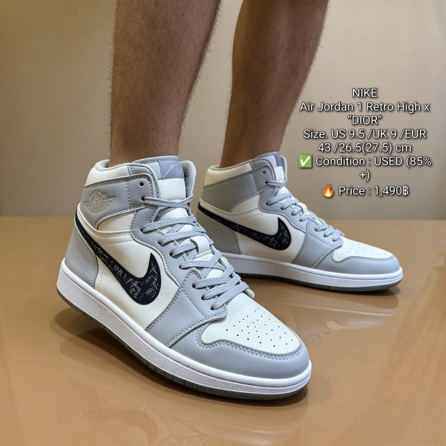 NIKEAir Jordan 1 Retro High x “DIOR”Size. US 9.5 /UK 9 /EUR 43 /26.5(27.5) cm✅ Condition : USED (85%+)🔥 Price : 1,490฿
