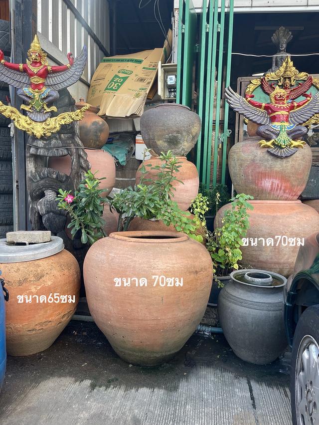 โอ่งแดง ตุ่มแดง โอ่งโบราณ ศิลปะอยุธยา ใบใหญ่ ขนาด70 กับขนาด65ซม เก่าเดิม