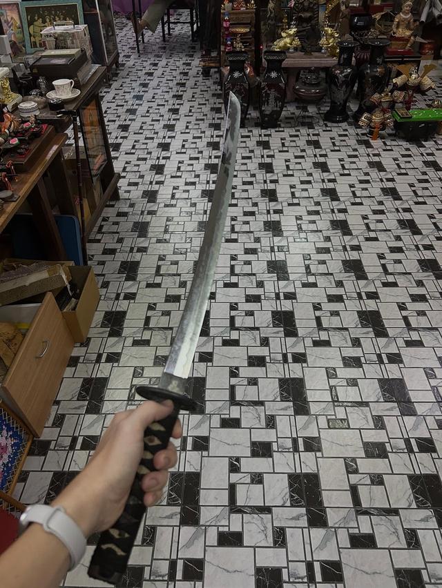 ดาบซามูไร ดาบคาตานะ ฝีกไม้ ด้ามหนังกระเบน (ตำหนิตรงปอกตามภาพ)