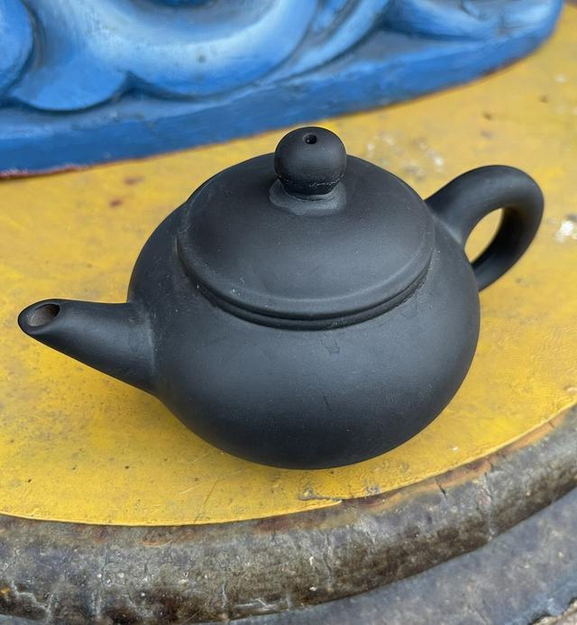 ปั้นชาอี๋ซิง Yixing teapot สีดำ ใบเล็ก ป้านชาเก่า กาน้ำชาดินเผาโบราณ 8