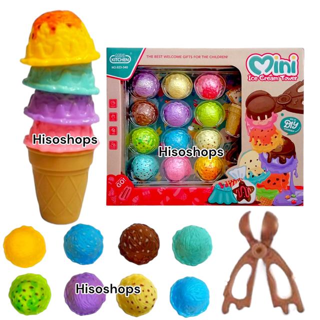 Mini Ice Cream Tower ไอศกรีมทาวเวอร์ 15 ชิ้น เสริมจินตนาการ สีสันสดใส เล่นเพลินได้ทั้งวัน