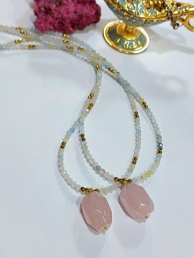 สร้อยคอหินมงคล Agate Rose quatz Green aventurine Tiger eye Amethysts ยาว 18-19 นิ้ว รูปที่ 5