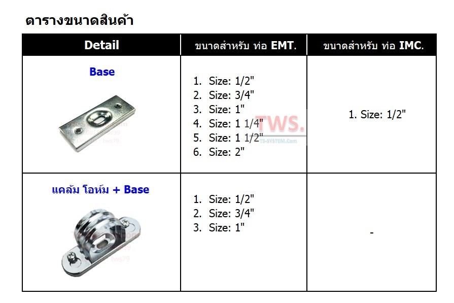 (แคล้มโอห์ม ➕ Base) สำหรับท่อไฟ EMT
