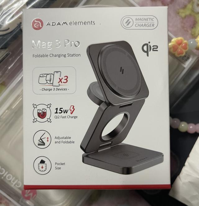 ￼แท่นชาร์จไร้สาย Mag 3 Pro Qi2 3 in 1 ADAM ELEMENT