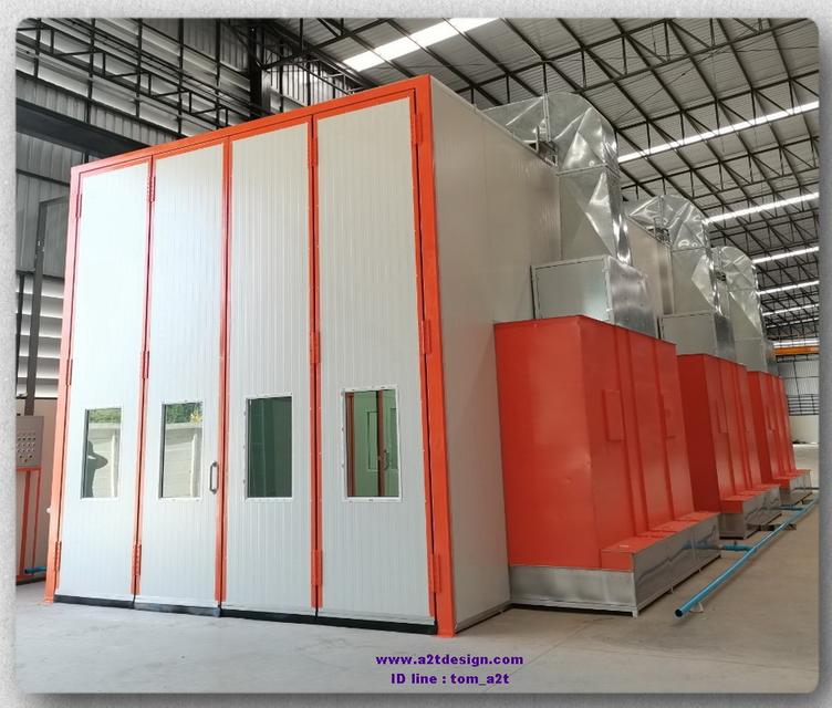 รับออกแบบสร้างห้องพ่นอบสีเฟอร์นิเจอร์ บูธพ่นสีม่านน้ำ ห้องพ่นสีรถบรรทุกขนาดใหญ่ ห้องพ่นสีรถพ่วง พร้อมงานเซ็นแบบห้องพ่นสี ISO 7