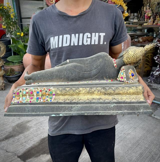 พระพุทธรูปปางไสยยาสน์ ทองเหลือง ขนาด20นิ้ว พระบูชาประจำวันอังคาร 3