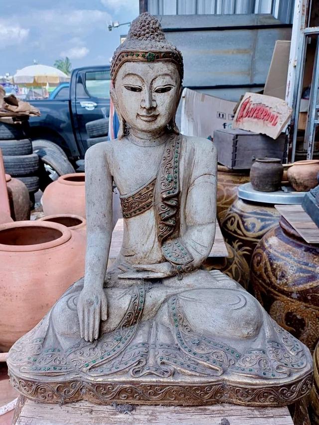 พระไม้มันดาเลย์ พระไม้โบราณ ศิลปะพม่า พระพุทธรูปไม้แกะสลัก