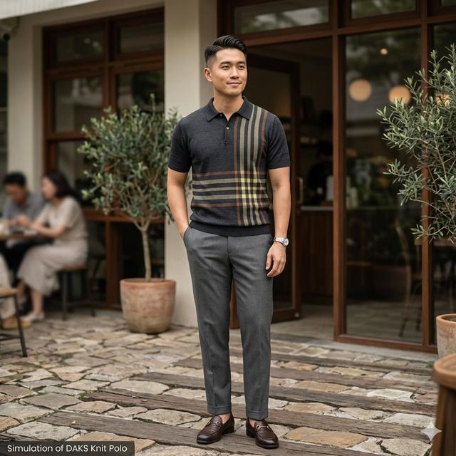 DAKS London "House Check" Panel Knit Polo Shirt รูปย่อยที่ 2