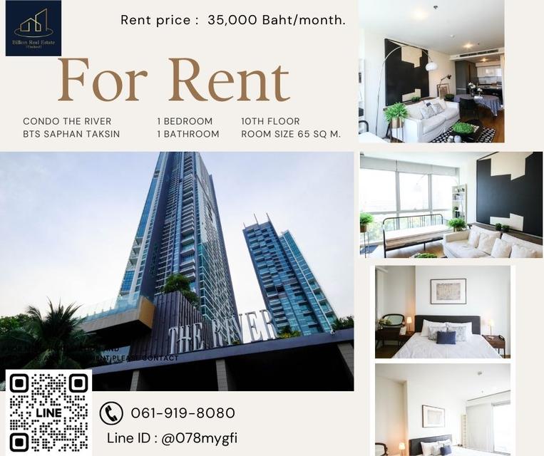 For Rent "The River Condo" -- 1 Bed 65 Sq.m. 35,000 Baht -- Luxury condo along the Chao Phraya River! 1
