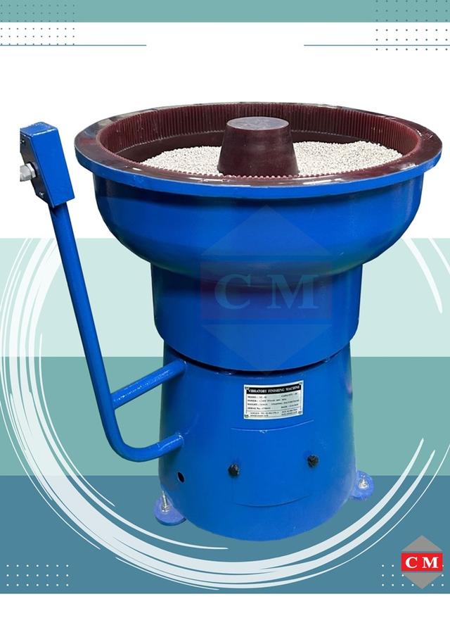   เครื่องขัดผิวโลหะแบบเขย่า (มีสะพานแยกชิ้นงาน) (Vibratory finishing machine with Separator)