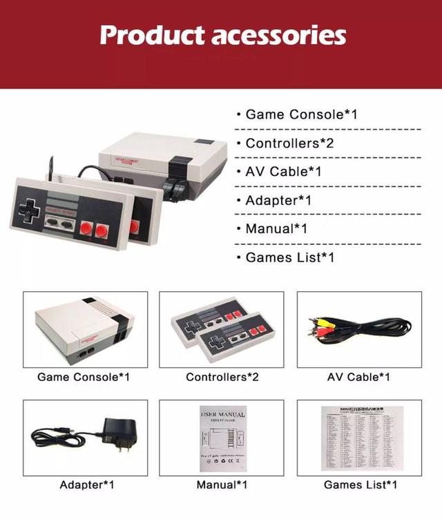 เครื่องเล่นเกมส์ ( รวมเกมส์ในเครื่อง 620 เกมส์ ) มีจอยสองอัน SUPER MINI เกมส์ตลับ Famicom MINI Family FC COMPACT รูปที่ 1