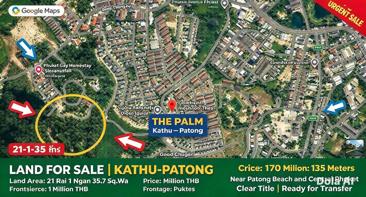 ขายที่ดินภูเก็ต กะทู้ ป่าตองสุดท้าย ทำหมู่บ้านพื้นที่เนินเขา/ที่ดินเปล่า-ลักษณะดินดอนสูงElevated Hillside Plot ติดโครงการ ย่านกะทู้-ป่าตอง THE PLAM 2