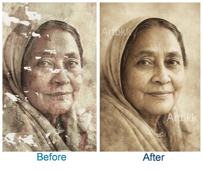 ปรับแต่งรูปภาพเก่ามีริ้วรอยขาดบนรูปให้กลับเหมือนเดิม รูปย่อยที่ 2