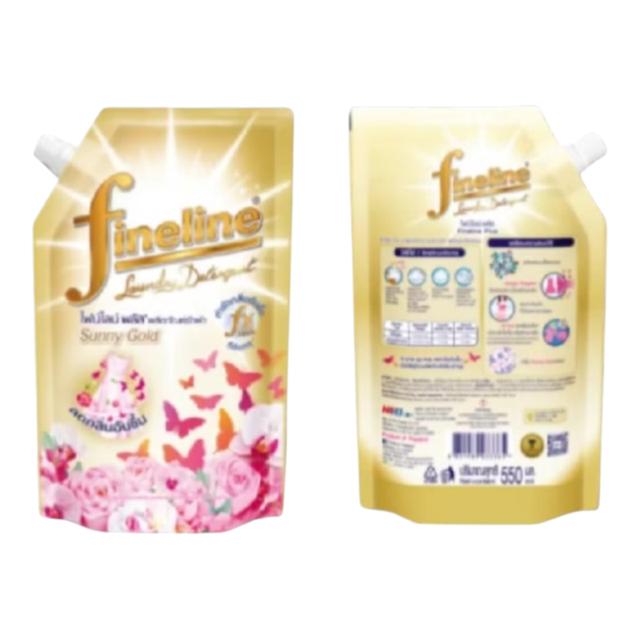 Fineline ผลิตภัณฑ์ซักผ้าถนอมผ้า พลัสซีรี่ย์ กลิ่นซันนี่ โกลด์ ถุงเติม 3 ถุง 550 มล.สีทอง สูตรลดกลิ่นอับชื้น สำหรับผ้าที่ต้องการความหอมและสะอาด รูปย่อยที่ 3
