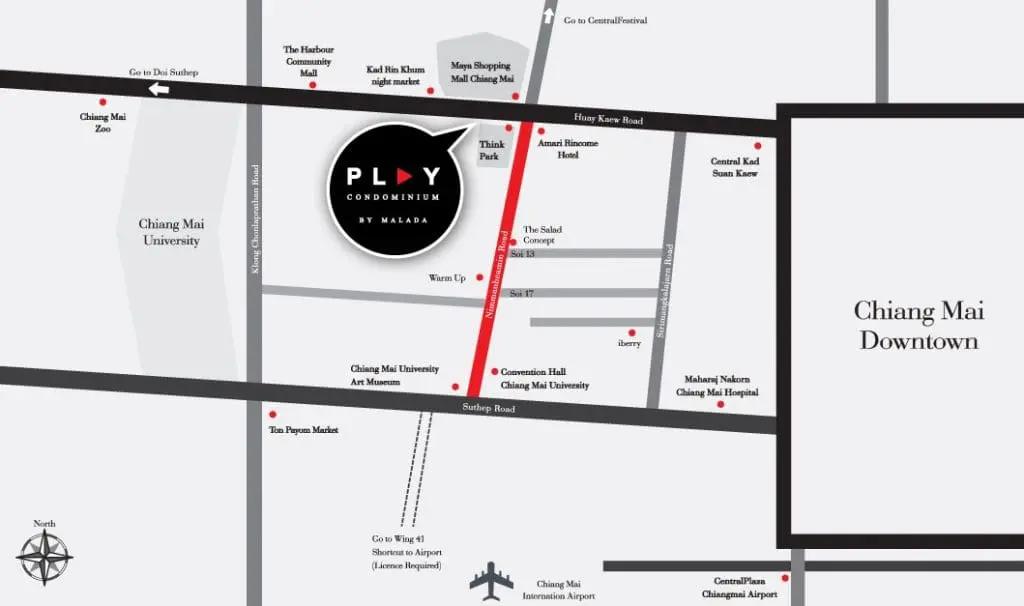 เพลย์ คอนโดมิเนียม (Play Condominium)  ตรงข้าม กาดรินคำ เชียงใหม่ 2 ห้องนอน อยู่ชั้น 5 10