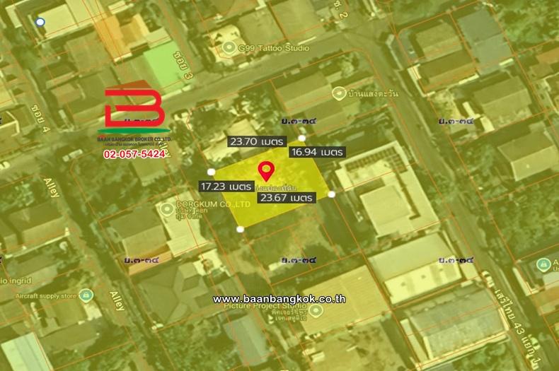 ที่ดินเปล่า เนื้อที่ 100 ตร.ว. เสรีไทย 43 แยก 1, ใกล้จุดขึ้นลงมอเตอร์เวย์บางนา-บางปะอิน ถนนเสรีไทย แขวงคลองกุ่ม เขตบึงกุ่ม 5