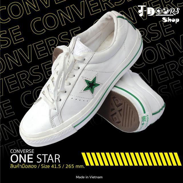 CONVERSE รองเท้าผ้าใบมือสอง สีขาว หนังพียู สภาพสวยๆชิคๆ จัดส่งฟรี!!! เก็บปลายทาง