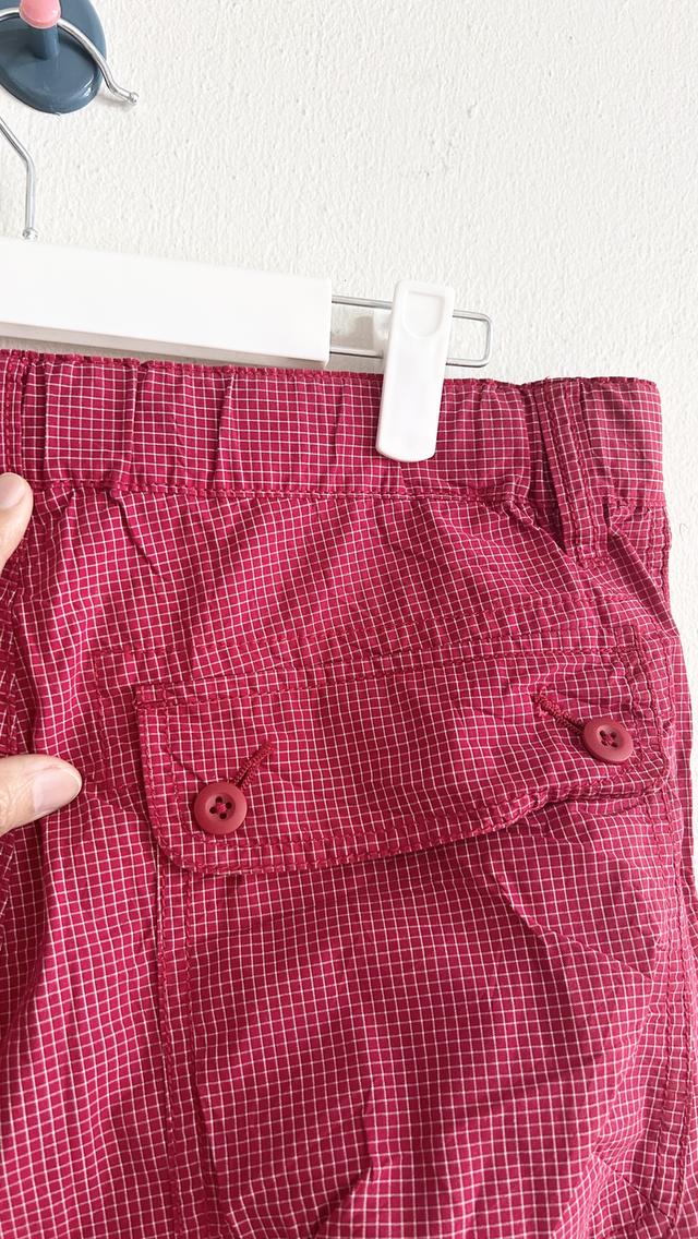 ยุนิS กางเกงชาย4ส่วนเอวยืดลายสก๊อตแดง รูปที่ 3