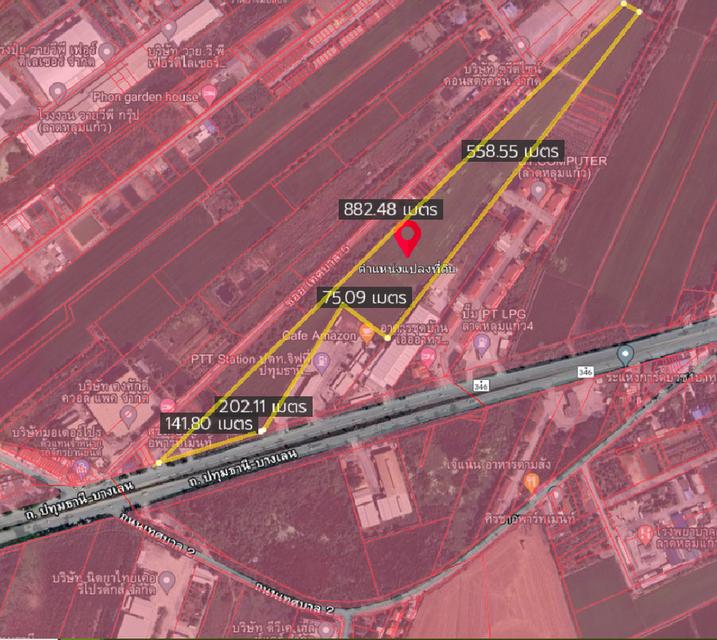 ขายที่ดินลาดหลุมแก้ว ปทุมธานี เนื้อที่ 29ไร่-2งาน-71ตรว ข้างปั๊มน้ำมันปตท. แบ่งขายได้ ทำเลค้าขายได้แน่นอน (ตรว. ละ 8,xxxบาท) 6