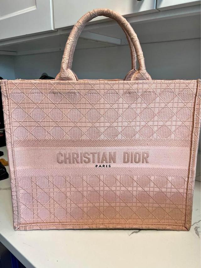 Dior Dior Pink Cannage Canvas Medium Book Tote Bag 1