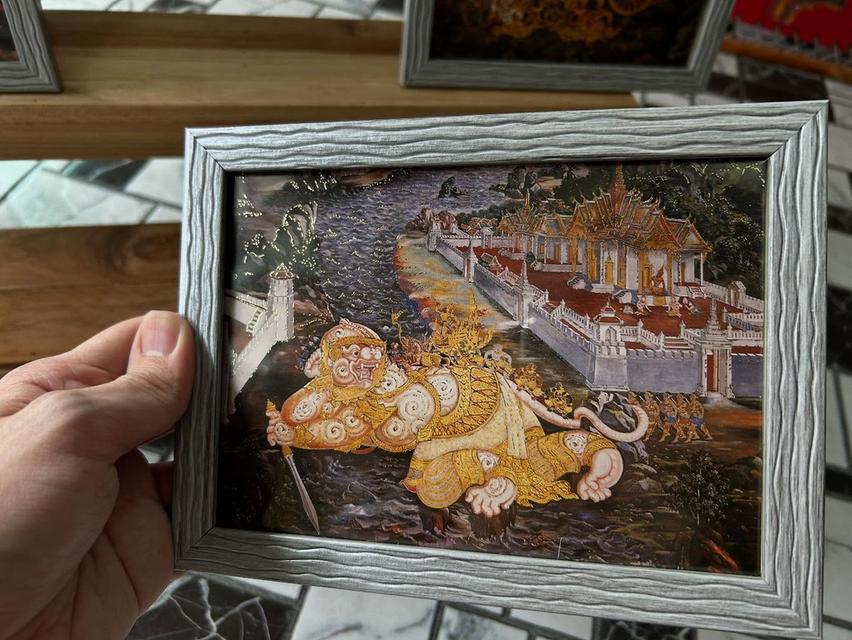 ชุดภาพรามเกียรติ์เก่า 5 ใบพร้อมกรอบ เป็น สคส ชุดรามเกียรติ์เก่า ไม่ต่ำกว่า 20 ปี 2