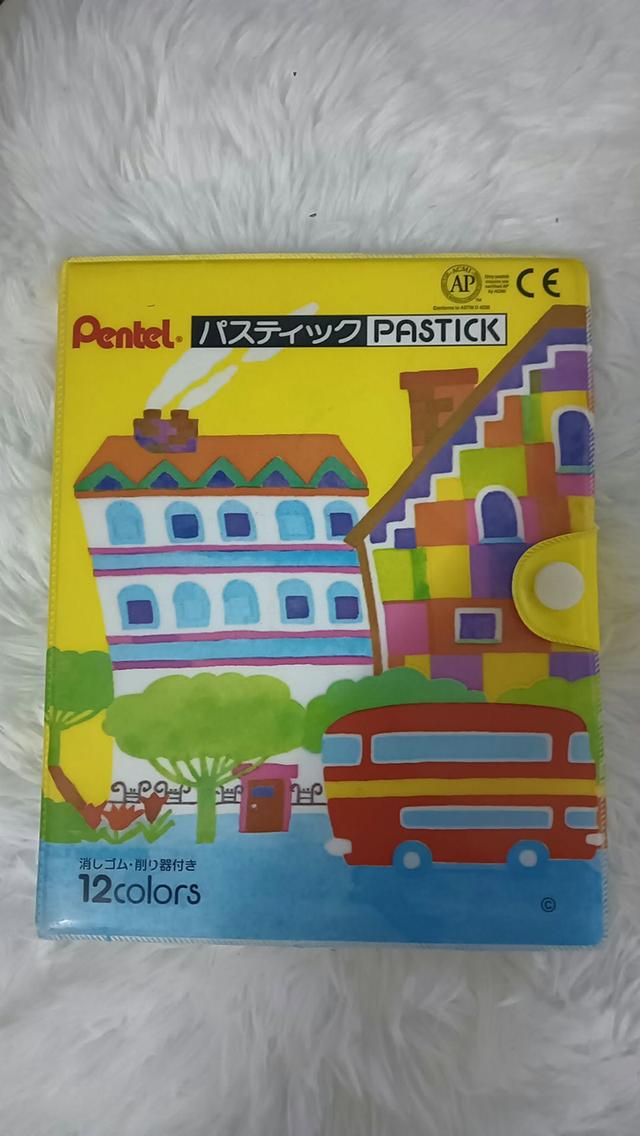 [ของแท้ Japan] ชุดสีเทียนผสมไส้ไม้ Pentel PASTICK 12 สี พร้อมกบเหลาและยางลบ