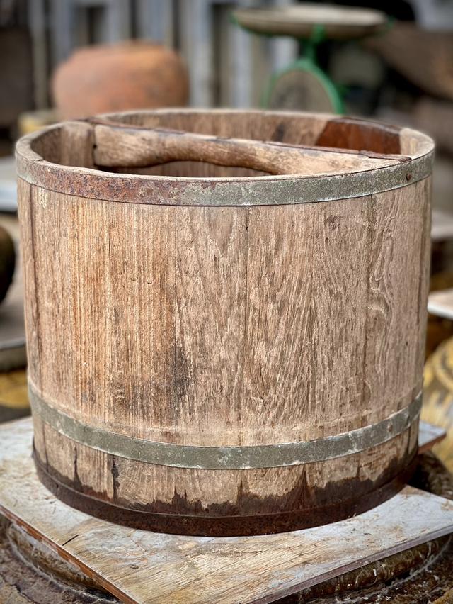 ถังไม้ตวงข้าวสาร ขนาด20ลิตร ตัวผู้ ถังตวงข้าวโบราณ