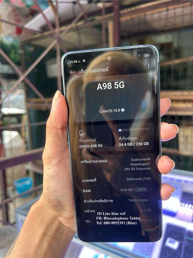 OPPO A98 5G รองรับ5G Rom256Ram8 ขยายแรมเพิ่มได้ Android15 กล้องสวย ได้ทุกแอพ ได้ทุกซิม ใช้งานปกติ สภาพสวย สเปคโหดๆเลย