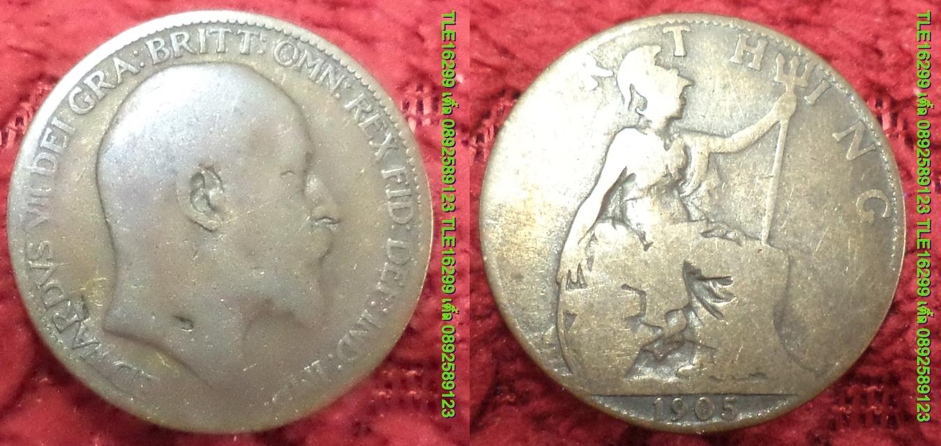 ENX00387 เหรียญ Edward VII farthing value เนื้อทองแดง พร้อมส่งems