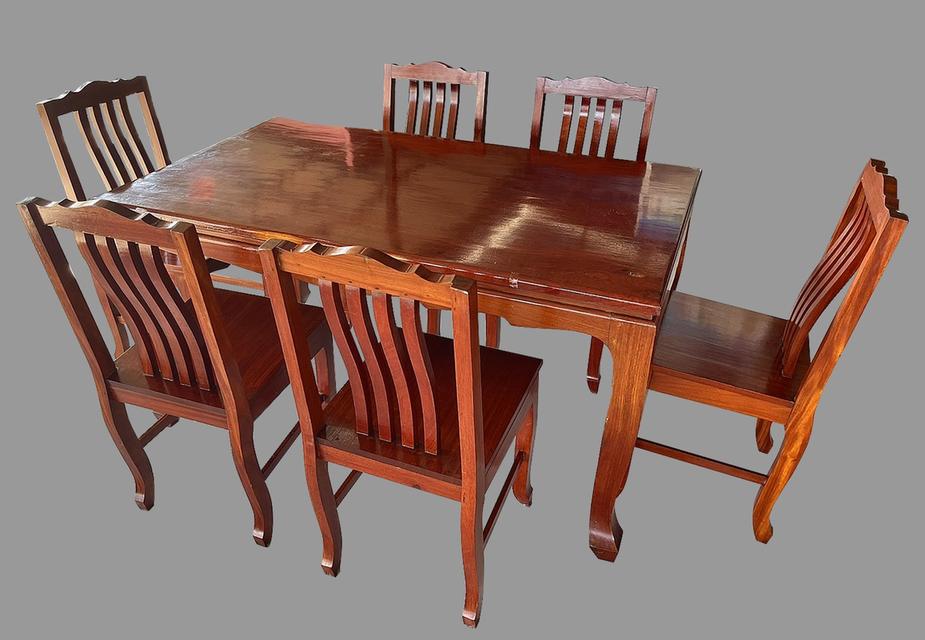 โต๊ะไม้ประดู่แผ่นเดียว 6ที่นั่ง ชุดโต๊ะไม้ประดู่ โต๊ะรับประทานอาหารไม้ประดู่