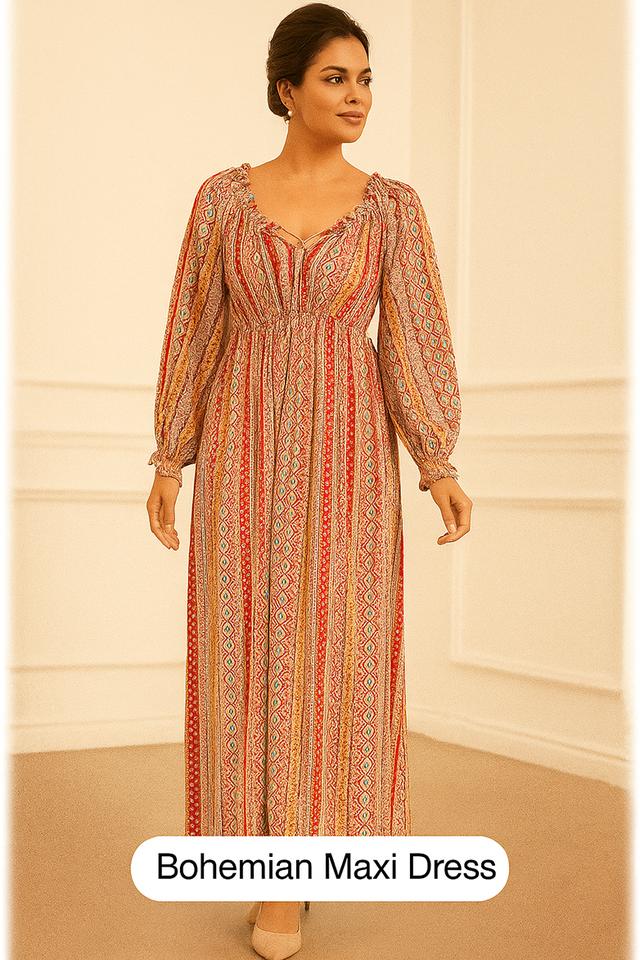 เดรสแม็กซี่ลายทางโบฮีเมียน เดรส Maxi Bohemian Stripe @SP041