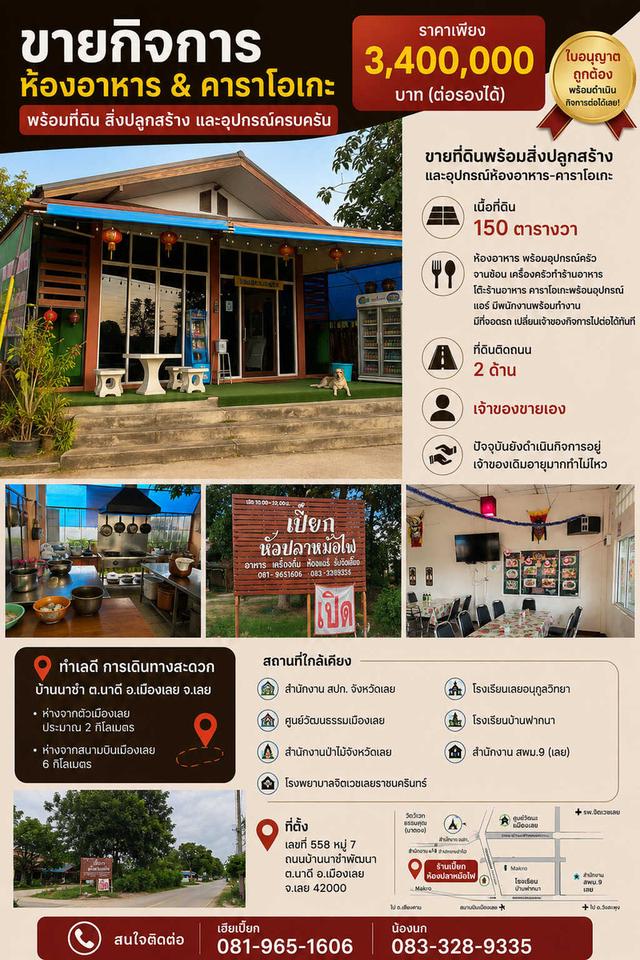 ขายที่ดินจังหวัดเลย พร้อมสิ่งปลูกสร้างร้านอาหาร 1