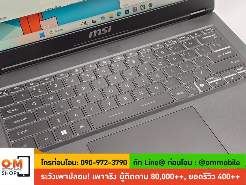 ขาย/แลก MSI Modern 14 H D13MG /i9-13900H /Ram16 /SSD 1TB เครื่องนอก คีย์บอร์ด ENG สวยมาก ตัวเครื่อง + ชุดชาร์จ เพียง 19,990 บาท