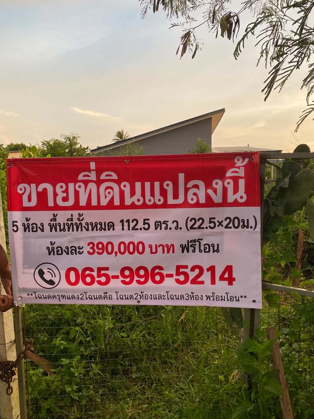 ขายที่ดินเปล่า ตลาดสะเดา ห้องละ 390,000 บาท โอนฟรี จำหน่วย 5 ห้อง พื้นที่ทั้งหมด 112.5 ตร.ว. (22.5×20ม.) 3