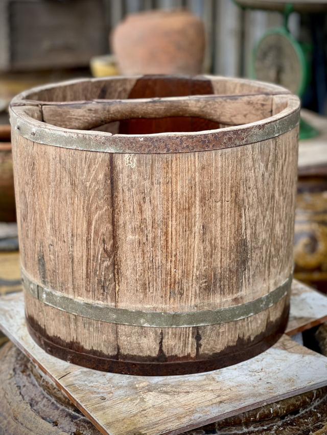 ถังไม้ตวงข้าวสาร ขนาด20ลิตร ตัวผู้ ถังตวงข้าวโบราณ