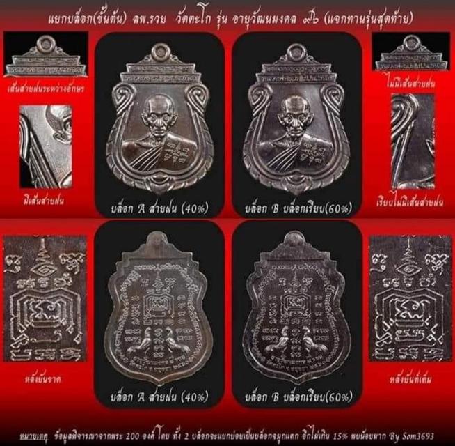 หลวงพ่อรวย อายุวัฒนะ๙๖ บล๊อคยันต์ขาด