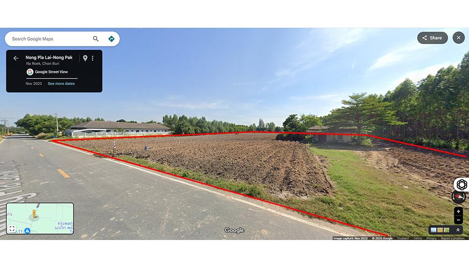 ขายที่ดิน 9 ไร่ 3 งาน 6 ตร.วา ติดถ.หนองปลาไหล-หนองปัก ต.นาเริก อ.พนัสนิคม จ.ชลบุรี 1