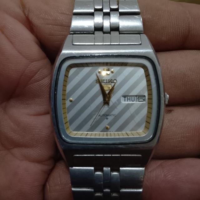 [งานช่าง] นาฬิกาวินเทจ Seiko 5 Auto 6349-5030 ทรงเหลี่ยมทีวี หน้าลายทาง ปี 1987 (สายเดิมแท้)