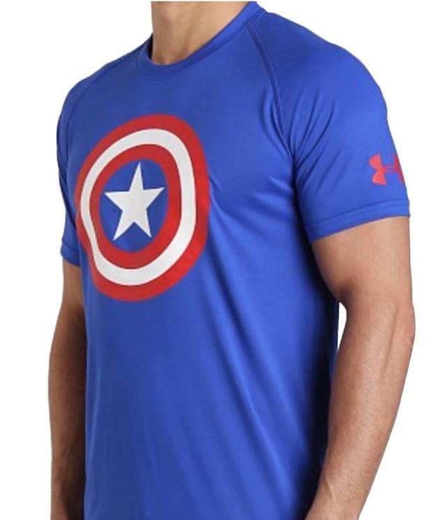 เสื้อยืดออกกำลังกายมือสอง under armour x marvel captain america