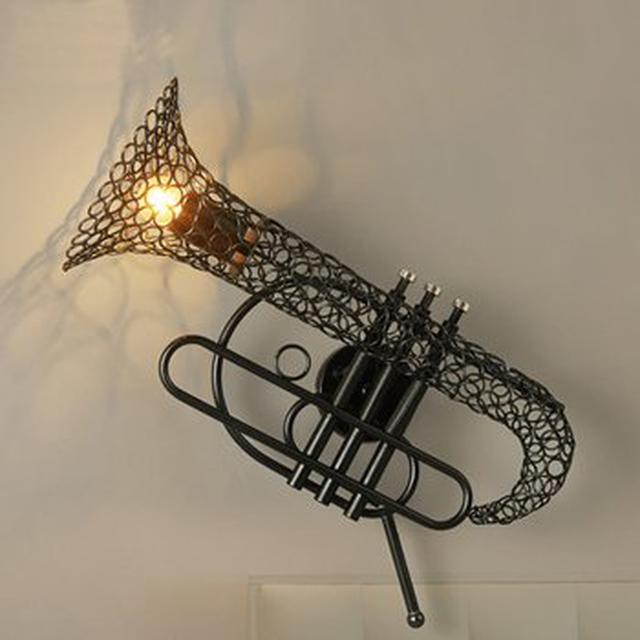 โคมไฟทรัมเป็ต โคมไฟแขวนเพดาน โคมไฟเครื่องดนตรี รูปทรัมเป็ต Trumpet lamp โคมไฟวินเทจตกแต่งบ้าน โคมไฟตกแต่งร้านดนตรี  4