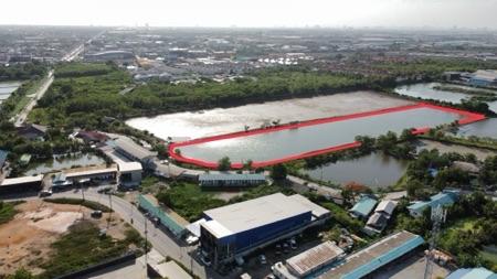 รูป ขาย ที่ดิน สมุทรปราการ ตำหรุ-บางพลี ติดถ.เลียบคลองเก้า 10 ไร่ 2 งาน 22 ตรว  ใกล้นิคมบางปู เหมาะโกดัง