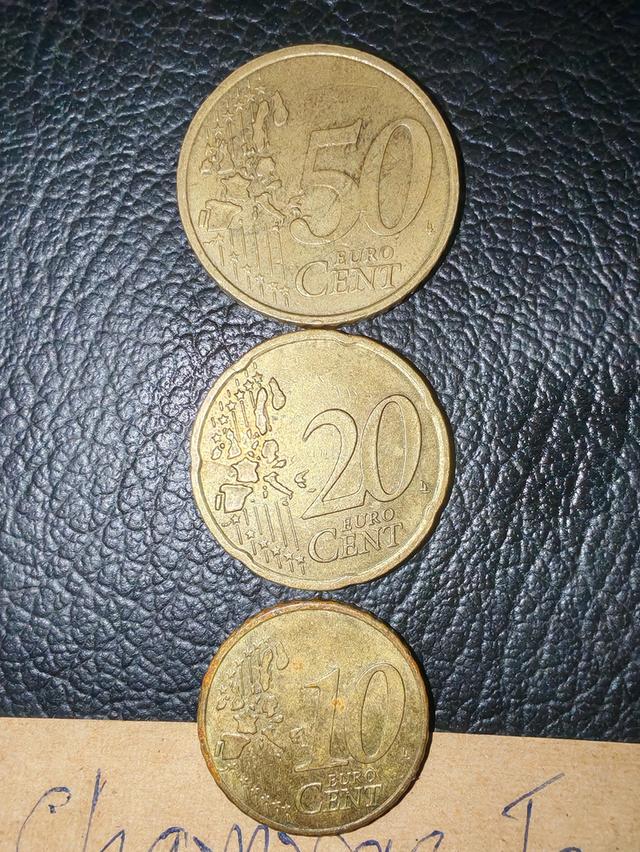 เหรียญ​ยูโร​เซนต์​เยอรมัน,ปี2002, 50,20,10เซนต์​อักษร​ J ทั้ง3เหรียญ​ รูปที่ 2