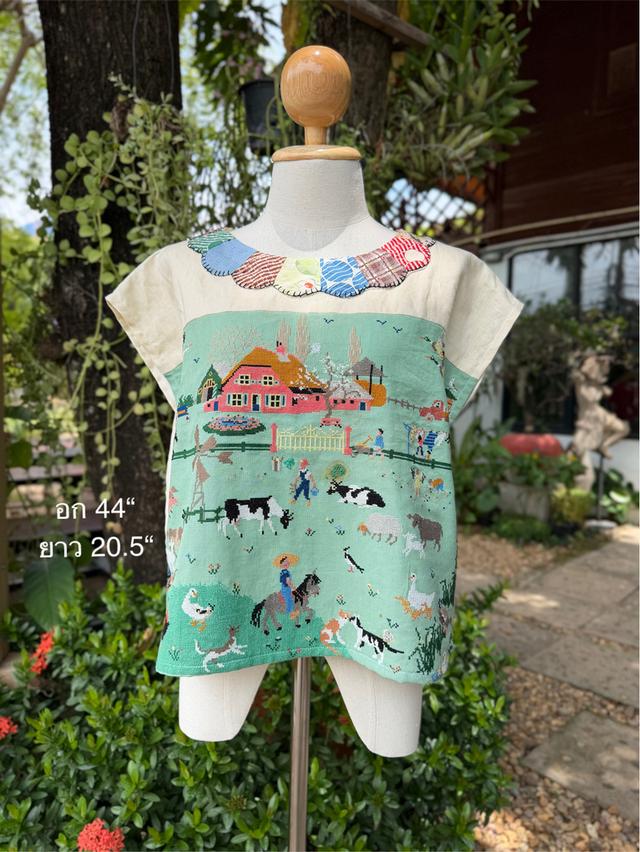เสื้องานปักมือวินเทจลายฟาร์ม