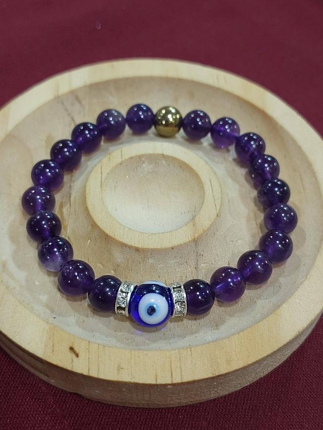 สร้อยข้อมือ Amethysts stone 8 mm คละแบบ ยาว 18 cm รูปที่ 2