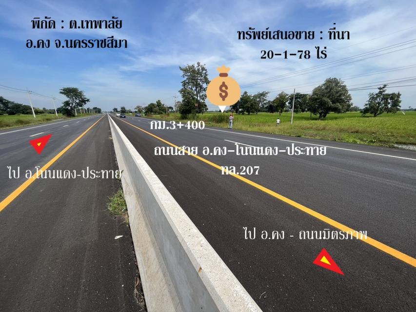 ขาย ที่ดิน ติดถนนสาย อ.คง-ประทาย ทล.207 อ.คง จ.นครราชสีมา 20 ไร่ 1 งาน 78 ตรว ใกล้พื้นที่ก่อสร้างโครงการพืชสวนโลก ปี 257 4