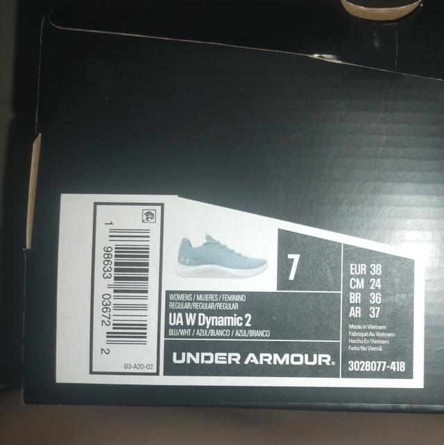 รองเท้าเทรนเนอร์ Under Armour UA W Dynamic 2 women size 7, EUR 38 สภาพ 100% มีกล่อง รูปที่ 7