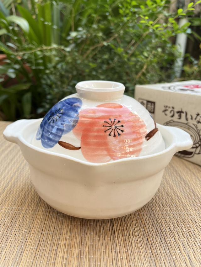 หม้อดินเผาญี่ปุ่น (หม้อนาเบะ) วาดลายพู่กัน มือสองสภาพดี รูปที่ 2